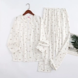 Хлопковый летний лонгслив, штаны, хлопковая тонкая пижама, 100% хлопок, круглый воротник