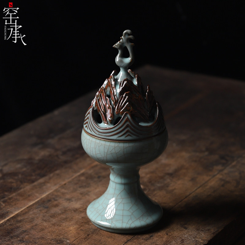 Longquan Celadon Zheng Xianbin Handmade Black Tire Brother Kiln Aromatherapy Furnace Antique Boshan Furnace Incense Dao Collection Ornament