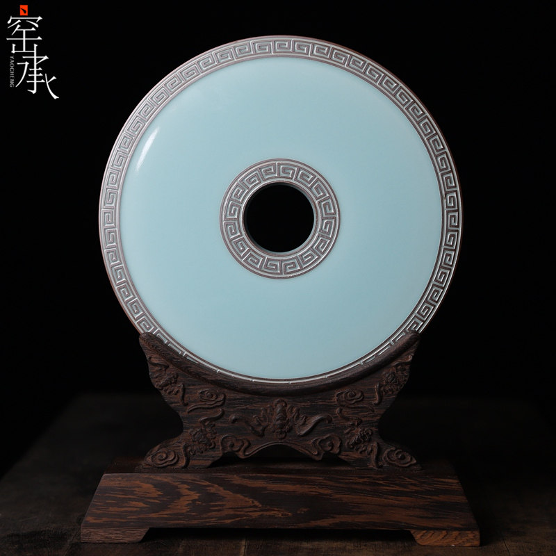 Kiln Chenglong Quanqing Porcelain Master Wang Wu Pure hand works Back to print Qingbi's home swinging piece porcelain collection