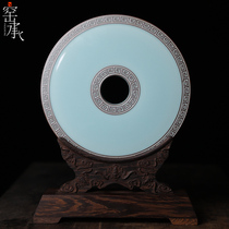 Kiln Cheng Longquan celadon master Wang Wu pure handmade works Back pattern Qingbi home decoration porcelain collection