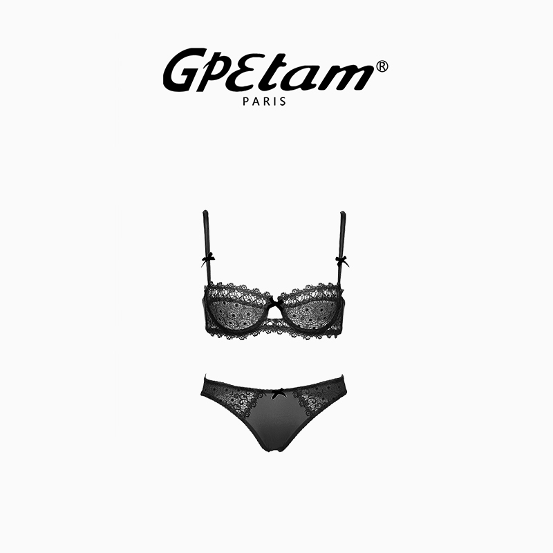 French Gpetam Ultra-Thin Sexy Half-Cup Bra Set Lingerie for Women with Large Busts, Minimizing and Gathering, French-Style Bandeau French Gpetam Ultra-Thin Sexy Half-Cup Bra Set Lingerie for Women with Large Busts, Minimizing and Gathering, French-Style Bandeau