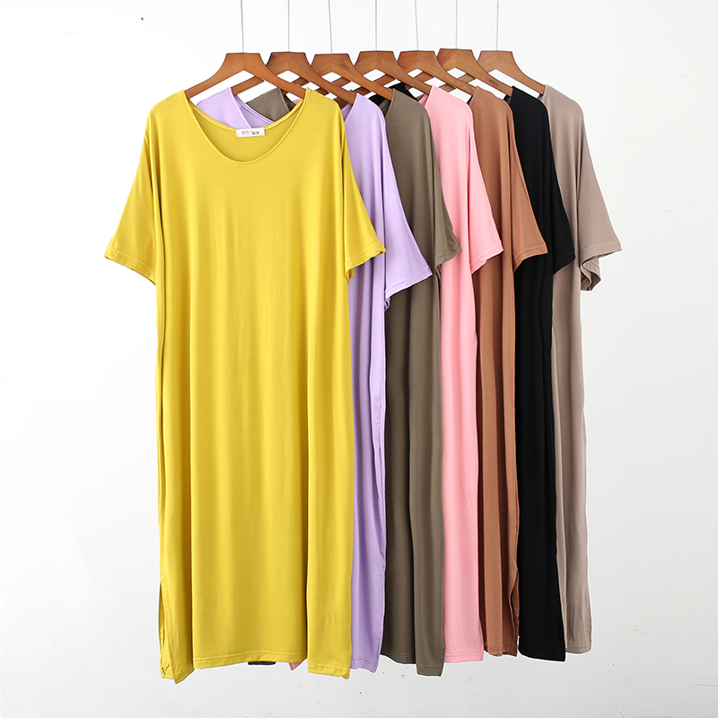 European and American big version of women's medium long version of mom fat mm gattening up and thinner large size to hit bottom pregnant woman short sleeve dress