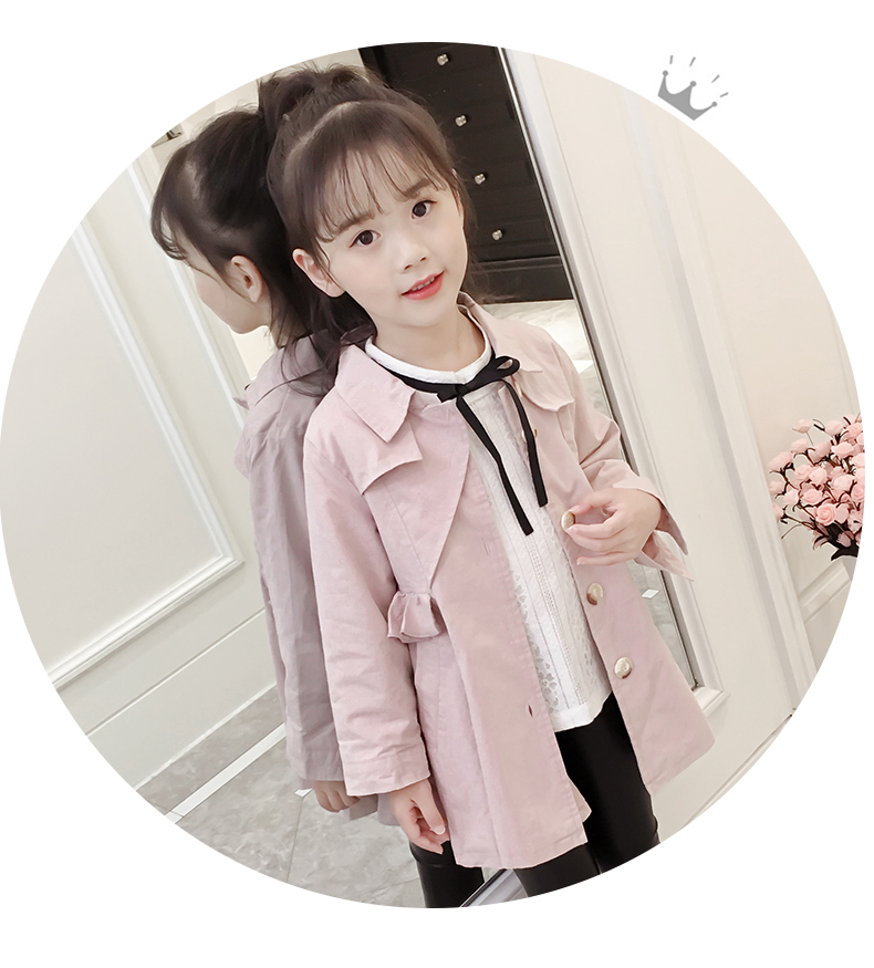 Áo khoác nữ mùa thu 2018 phiên bản Hàn Quốc mới của bộ đồ thủy triều trong chiếc áo khoác bé trai dài không khí nước ngoài dài mùa xuân và áo khoác mùa thu áo khoác cho be gái 12 tuổi