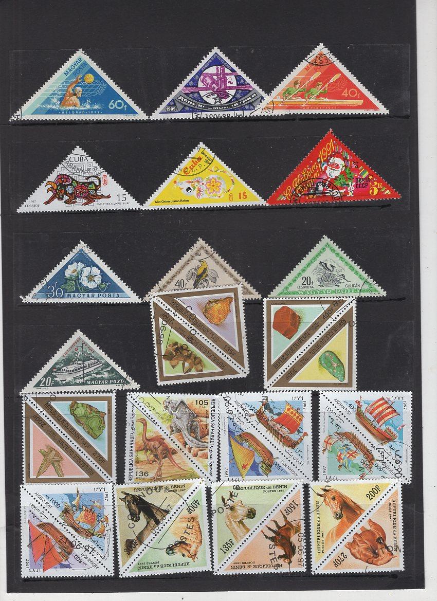 {Muzi Fairy Tale}Foreign canceled triangular stamps special-shaped stamps 50 different handbook materials