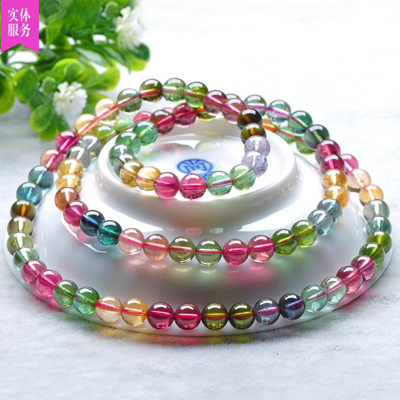 Weight 32 89g beads 6 1mm tourmaline hand smelted three loops candy color 42071