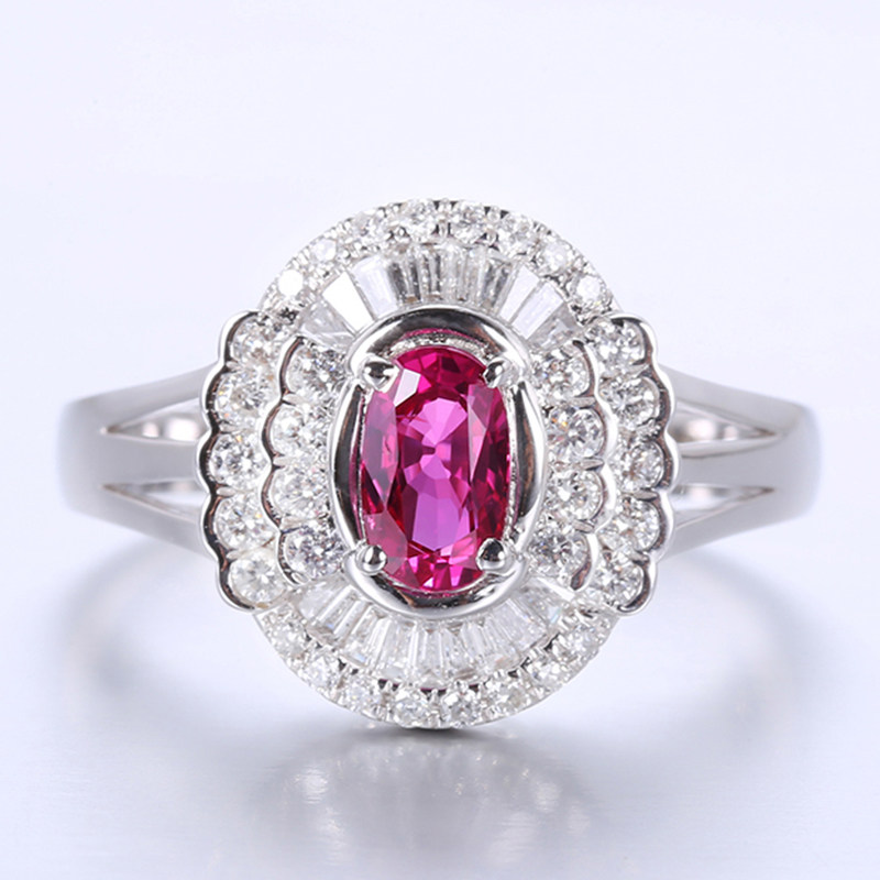 Main stone 0-69 carat natural ruby ring female 18k gold inlaid diamond embedding colorful jewel stone female jewellery 04837