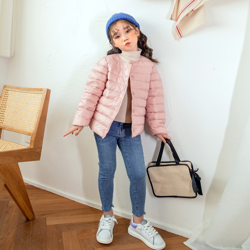 Girls' down jacket liner Korean version boy and girl parent-child wear white duck down base thickening warm all-match jacket winter