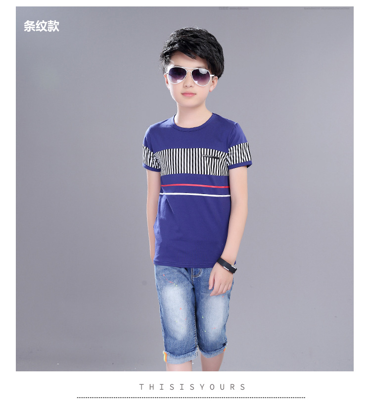 Áo thun bé trai 13 tuổi Áo thun ngắn tay 5 trẻ em lớn 6 quần áo mùa hè 7 trẻ em 8 phiên bản Hàn Quốc 9 cotton 10 học sinh 11 áo đen 12 thời trang bé gái