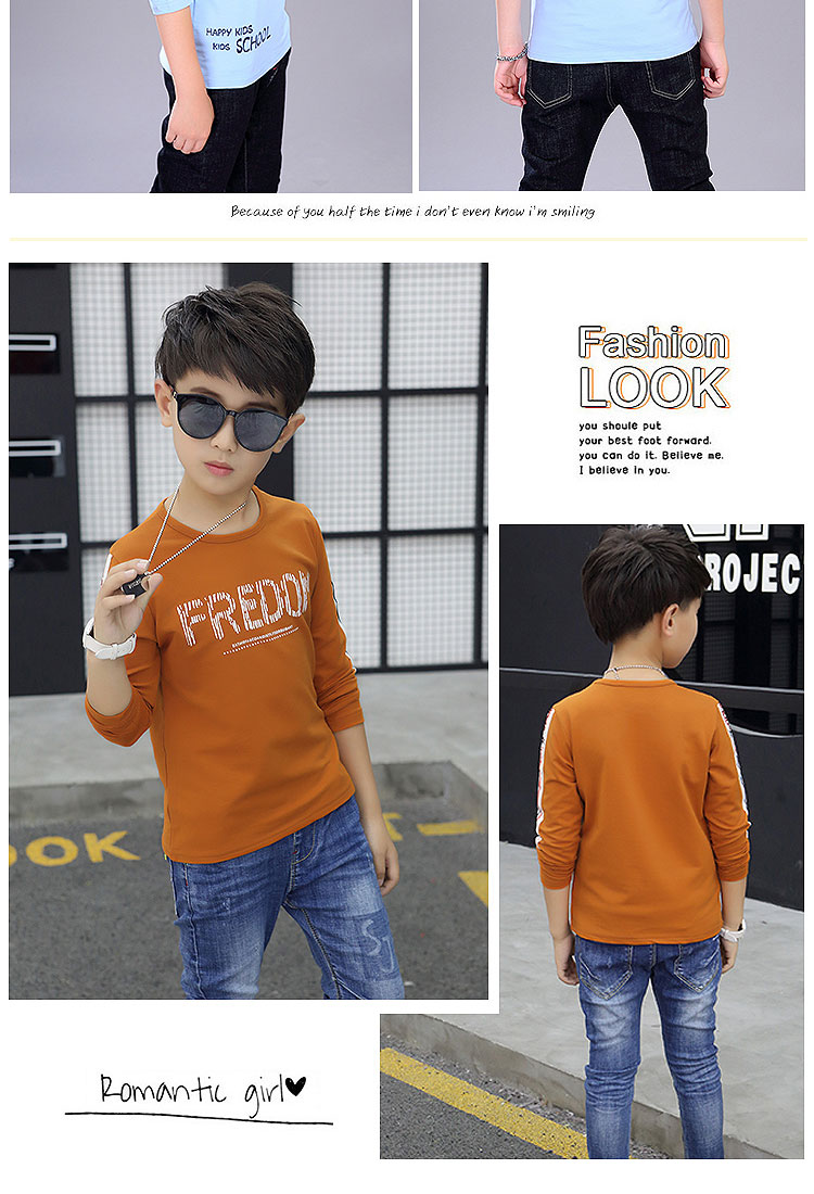 Áo thun cotton dài tay cho bé trai 2018 Xuân-Thu Mới Trẻ em Hàn Quốc Trẻ em Trẻ em Áo phông Trẻ em Áo sơ mi Thu / Đông 9 ao thun coc tay be trai