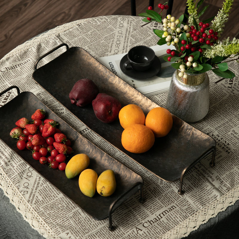 Loft Industrial Style Creative Long Fruit Disk American Renaissance Iron Basket Tray Snacking Disk Simple