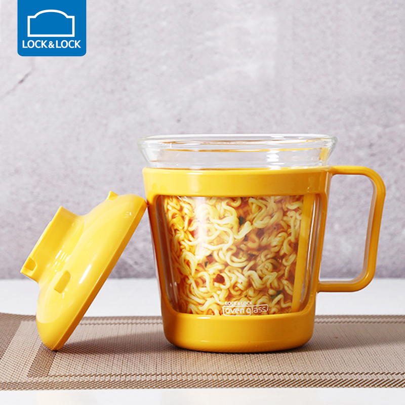 Music buckle Buckle Blister Noodles Bowl Heat Resistant Glass With Lid Breakfast Cup Microwave Soup Bowl Student Coffee Milk Mackle Cup