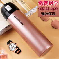 Music clasp mug lock thermos cup portable female lock bounce cover large capacity mens water Cup 500ml lettering warm Cup