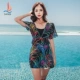 Áo tắm nữ Xiêm bảo thủ cỡ lớn Hàn Quốc mới nylon hot suối thể thao bơi che bụng giảm béo bơi - Bộ đồ bơi One Piece