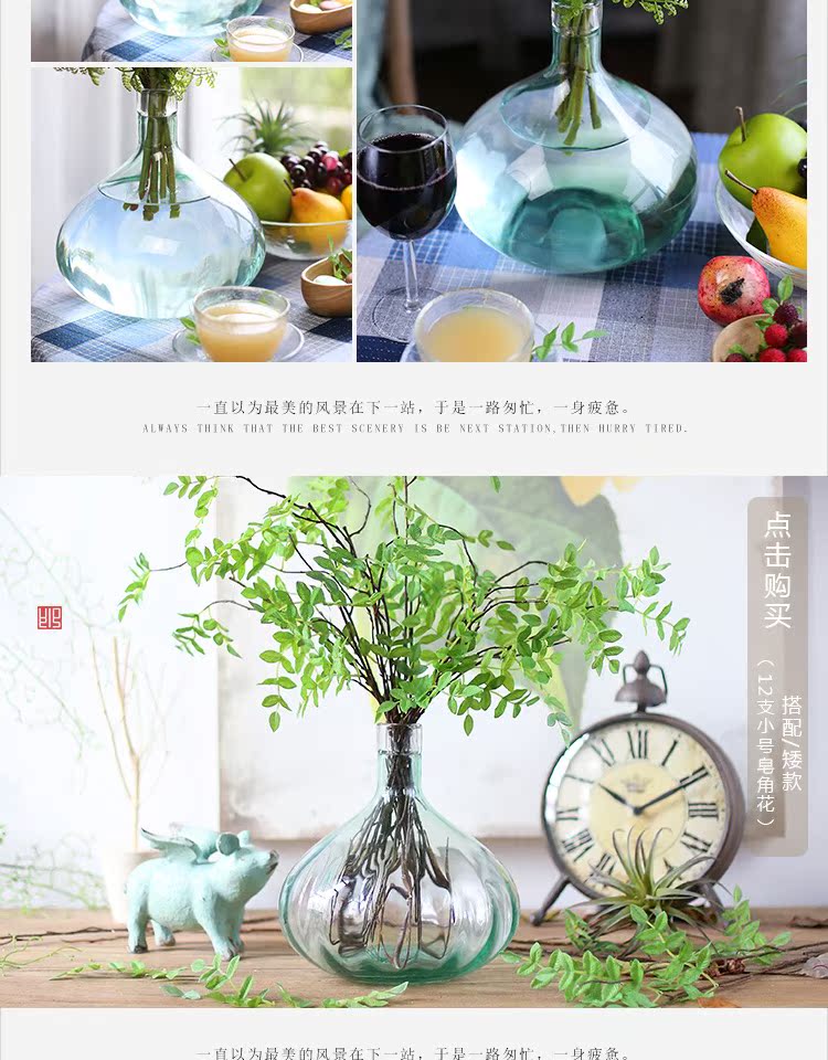 [Tengdao] trong suốt sàn lớn bàn kính bình hoa nghệ thuật thổi tay đẹp Bắc Âu trang trí mềm mại - Vase / Bồn hoa & Kệ chậu nhựa trồng hoa