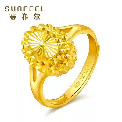 Saifel gold full gold 9999 ring Women's pure gold Super Flash imitation diamond live mouth female ring to send mother elders