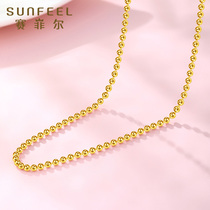 Saifir gold light bead necklace pure gold 999 9 gold beads clavicle chain Vegetarian chain can be used with pendant gold chain gift