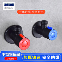 304 stainless steel black thickened triangular valve Home large flow water heater toilet lengthened hot and cold 4 minute water stop valve