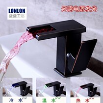 Black personality waterfall surface basin tap hot and cold toilet single-hole luminous hand wash plus high table basin washbasin