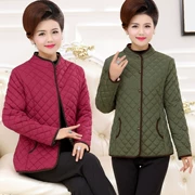 Áo khoác cotton nhỏ cho phụ nữ trung niên chăn bông áo len cổ áo áo khoác cotton 40 tuổi Áo 50 tuổi nhẹ