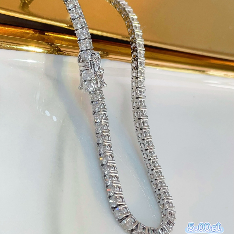 Pt950 Platinum 5 Carat Natural Diamond Four-Prong Tennis Bracelet Simple Single-Row Classic Luxury Large Diamond Bracelet Pt950 Platinum 5 Carat Natural Diamond Four-Prong Tennis Bracelet Simple Single-Row Classic Luxury Large Diamond Bracelet