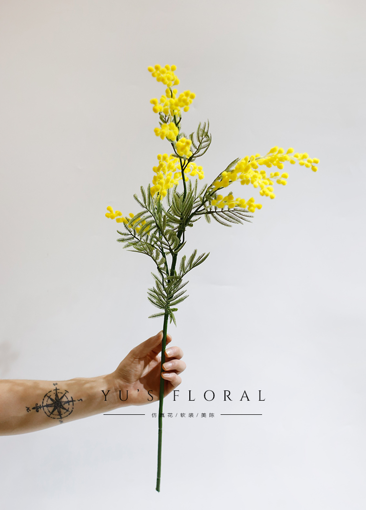 Artificial Flower Acacia Yellow Ties INS Style Home Decoration Floral Landscaping Space Beauty Chen Photography