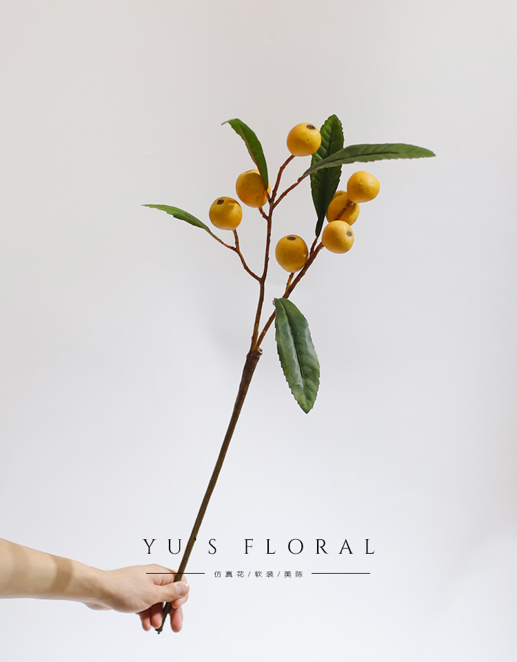 Emulated flower fruit class loquat pipa fruit family residence decoration-like plate soft-packed floral art bottle flower arrangement art