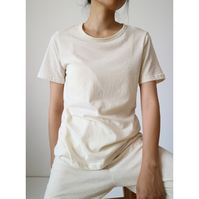 My Single-Piece Kapok Short-Sleeve Anti-Bulge T-Shirt, No Need to Wear Underwear, Round Neck, Casual Style, Soft and Comfortable 085