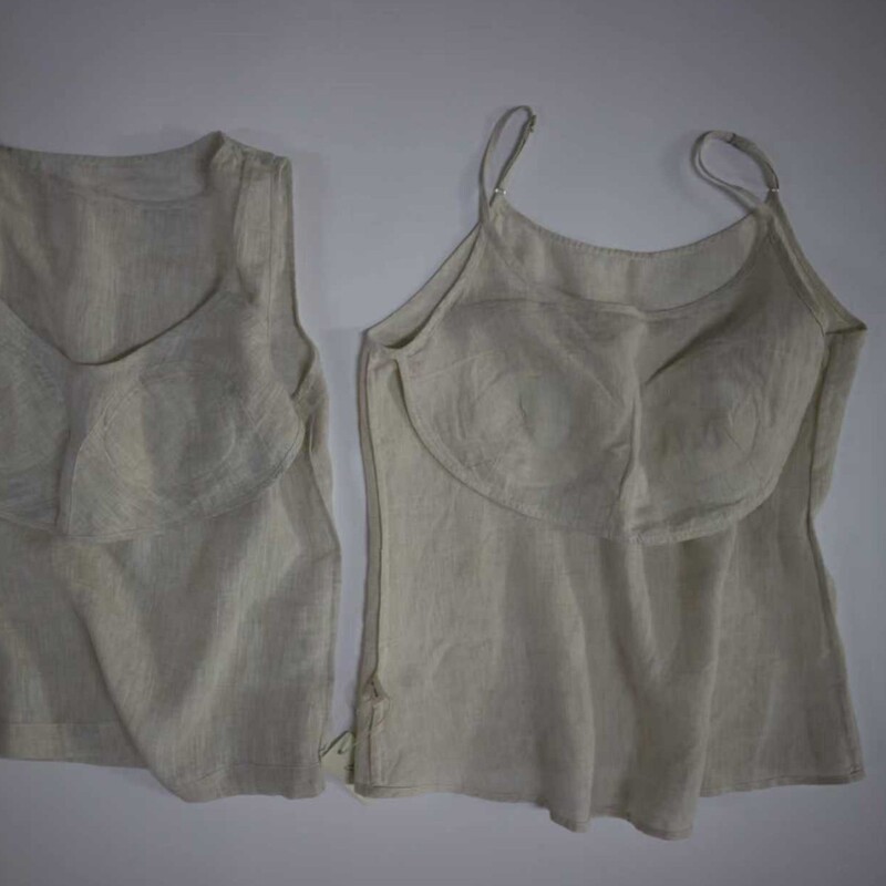 My Single-Piece Hemp Camisole with Chest Pads, Suitable for Layering or Wearing Alone, Solid Color, Simple, Ultra-Thin, Lightweight, Breathable, Plus Size 013