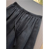 Летние тонкие штаны для отдыха, в корейском стиле, в западном стиле, эластичная талия, на шнурках