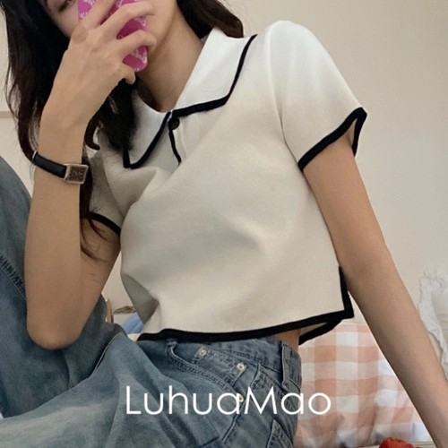 [Частная школа цветочная рубашка поло] Just Be Yoo/Sweet Baby's Pure Contrast Polo рубашка Polo