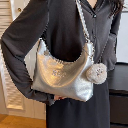 Летняя универсальная серебряная сумка через плечо для отдыха, модная сумка на одно плечо