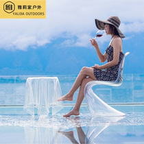 Net Red Transparent Table And Chairs Scenic Area Sea View Folk Juku Photography Props Online Red PC Acrylic Crystal Glass Outdoor Dining Chair