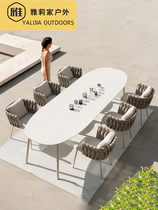 Nordic Outdoor Table And Chairs Outdoor Terrace Open Air Casual Aluminum Alloy Villa Yang Light House Courtyard Garden rattan table and chairs