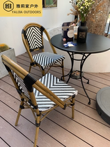 Net Red Table And Chairs Casual Coffee Hall West Restaurant Sweet shop Garden Lower afternoon tea dining chair French style retro outdoor rattan chair