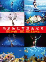 Fish tank background painting HD Tumeman Fish Elk Seabed World Wallpaper Landscape Aquarium Sticker Decoration Mural Painting