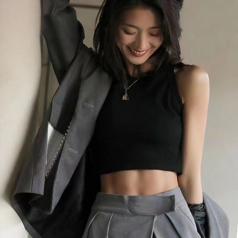 Short Sports Camisole for Women, Summer Inner Wear, Student Korean Style Sleeveless Base Layer, Outerwear, Trendy Crop Top