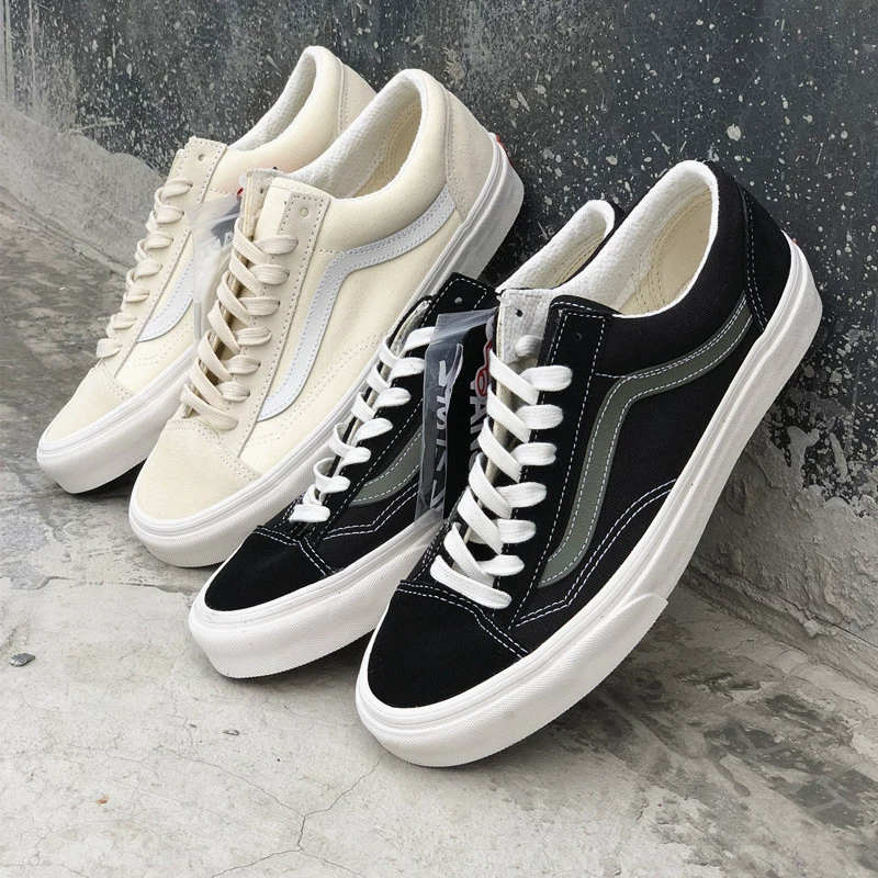 Bắp cải VANS STYLE 36 Giày trượt ván lông cừu màu đen và trắng thấp để giúp giày thông thường VN0A3DZ3VTB / A - Dép / giày thường