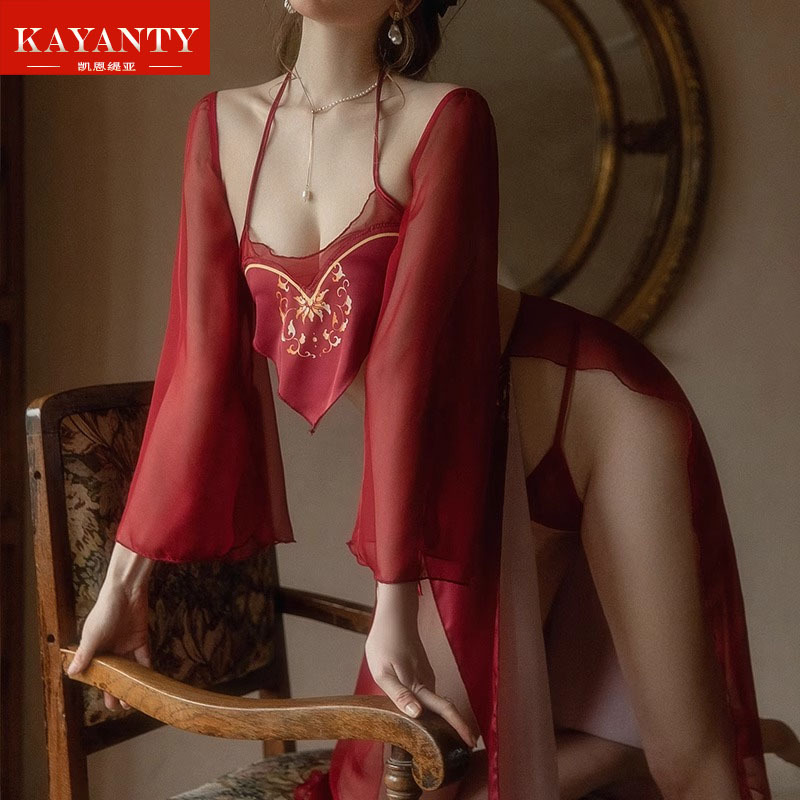 Victoria's New Sexy Nightgown, Women's Ancient Style Bellyband, Hanfu Split Long Skirt Set, Lingerie