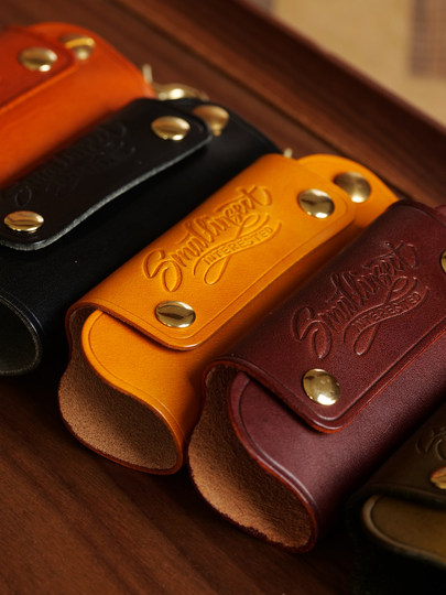 Американский ретро-кошелек для ключей ручной работы из кожи растительного дубления для мужчин, универсальный чехол для ключей от машины из натуральной воловьей кожи, чехол для ключей из натуральной кожи