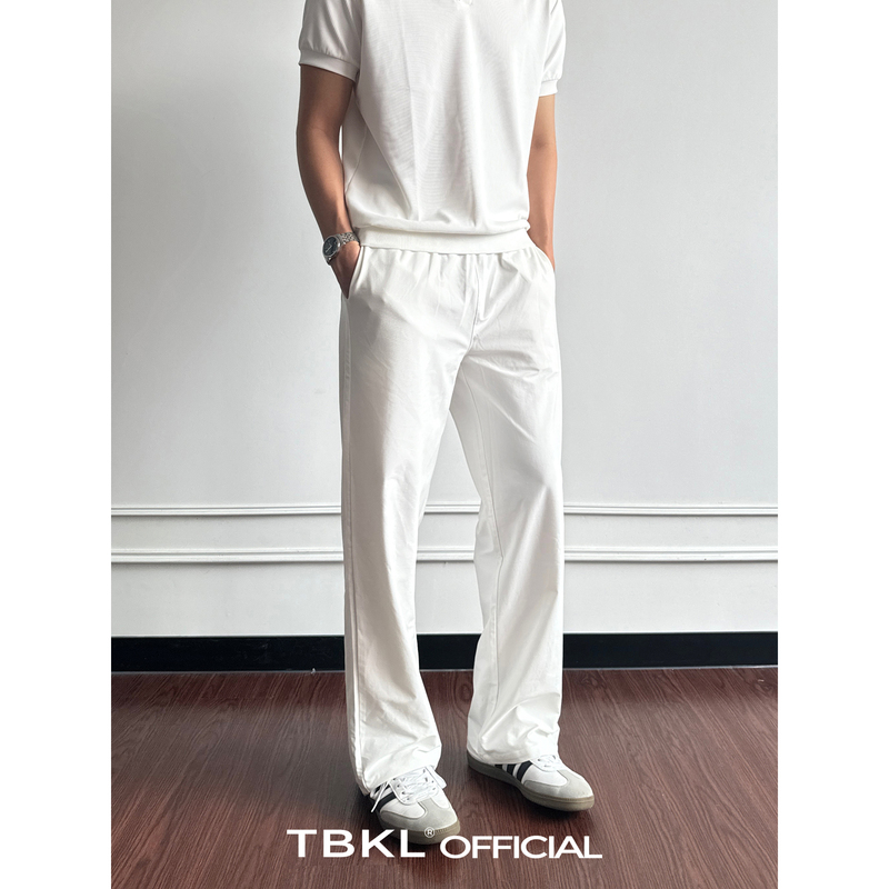 〔Tbkl〕7A Antibacterial Quick-Dry Imitation Cotton White Straight-Leg Casual Pants for Men, Loose Fit, Summer Solid Color Thin Sweatpants 〔Tbkl〕7A Antibacterial Quick-Dry Imitation Cotton White Straight-Leg Casual Pants for Men, Loose Fit, Summer Solid Color Thin Sweatpants