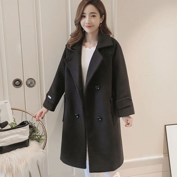 High-end woolen coat korean style petite mid-length style