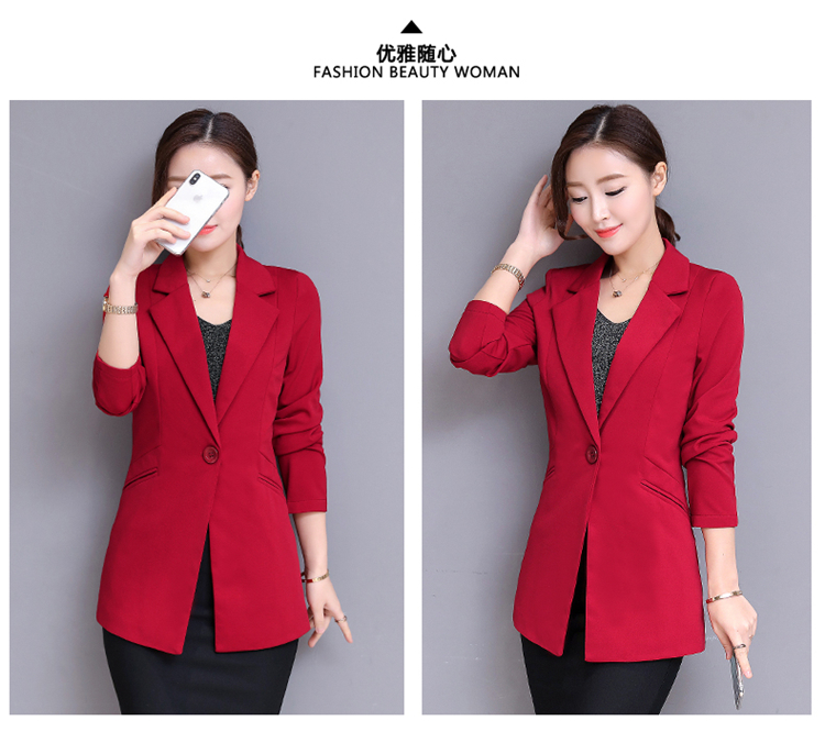 Bộ đồ vest nữ mùa xuân 2018 mới dài phần dài tay nữ Hàn Quốc hoang dã Slim Slim size lớn phù hợp với áo khoác áo vest nữ hàng hiệu