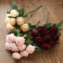 10 peony flower simulation flower set flower Flower simulation peony wedding flower arrangement road guide flower wall decoration Western Rose