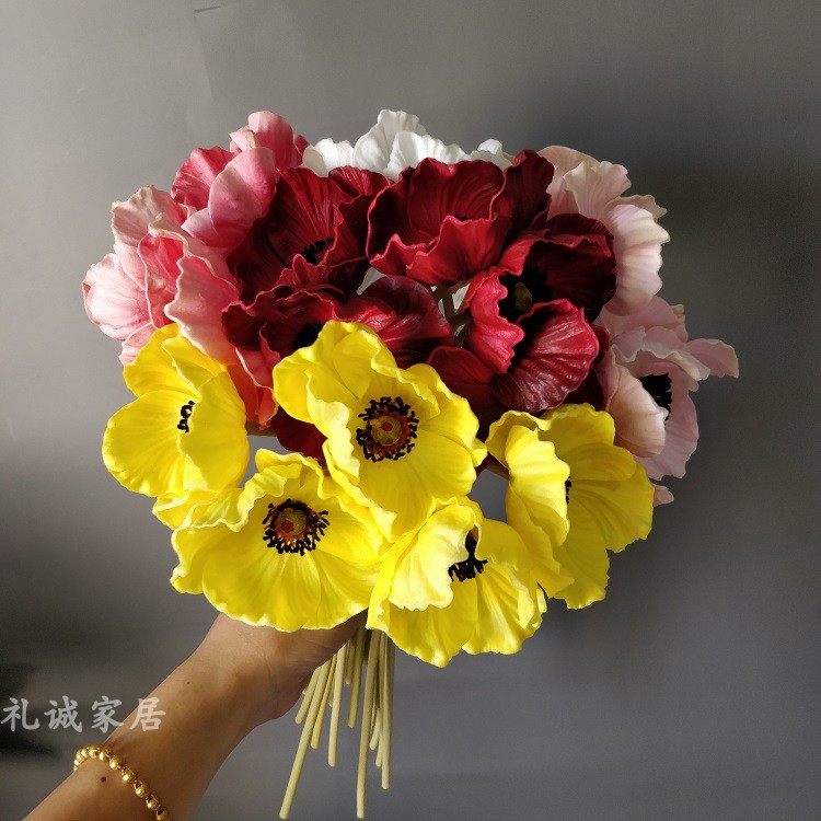 Simulation of mini silver lotus flower rose wedding home decoration holding flower poppy artificial flower fake flower