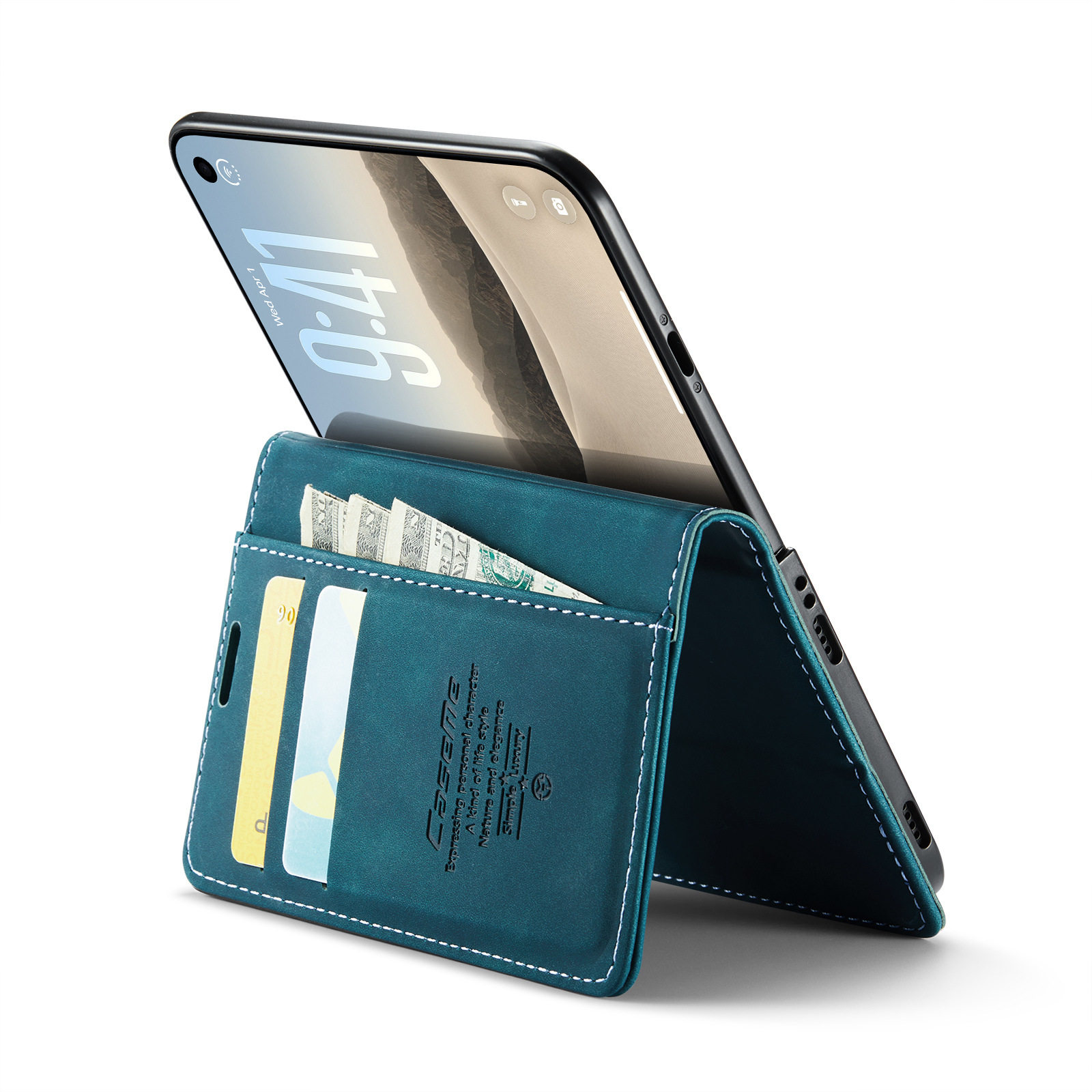 Teal Leatherette White Stitching iPhone Case