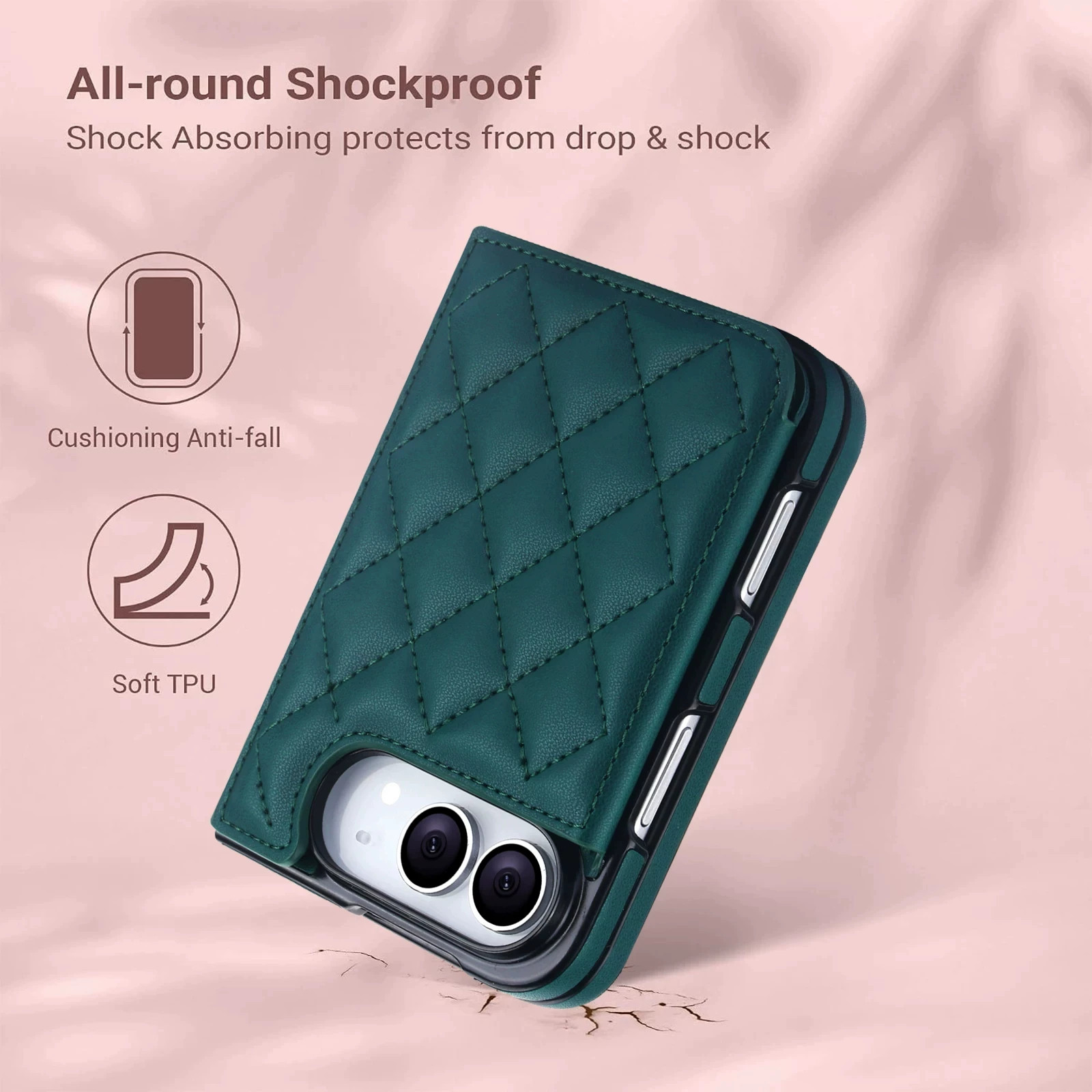 Rose Gold Diamond Quilted Leatherette iPhone Case