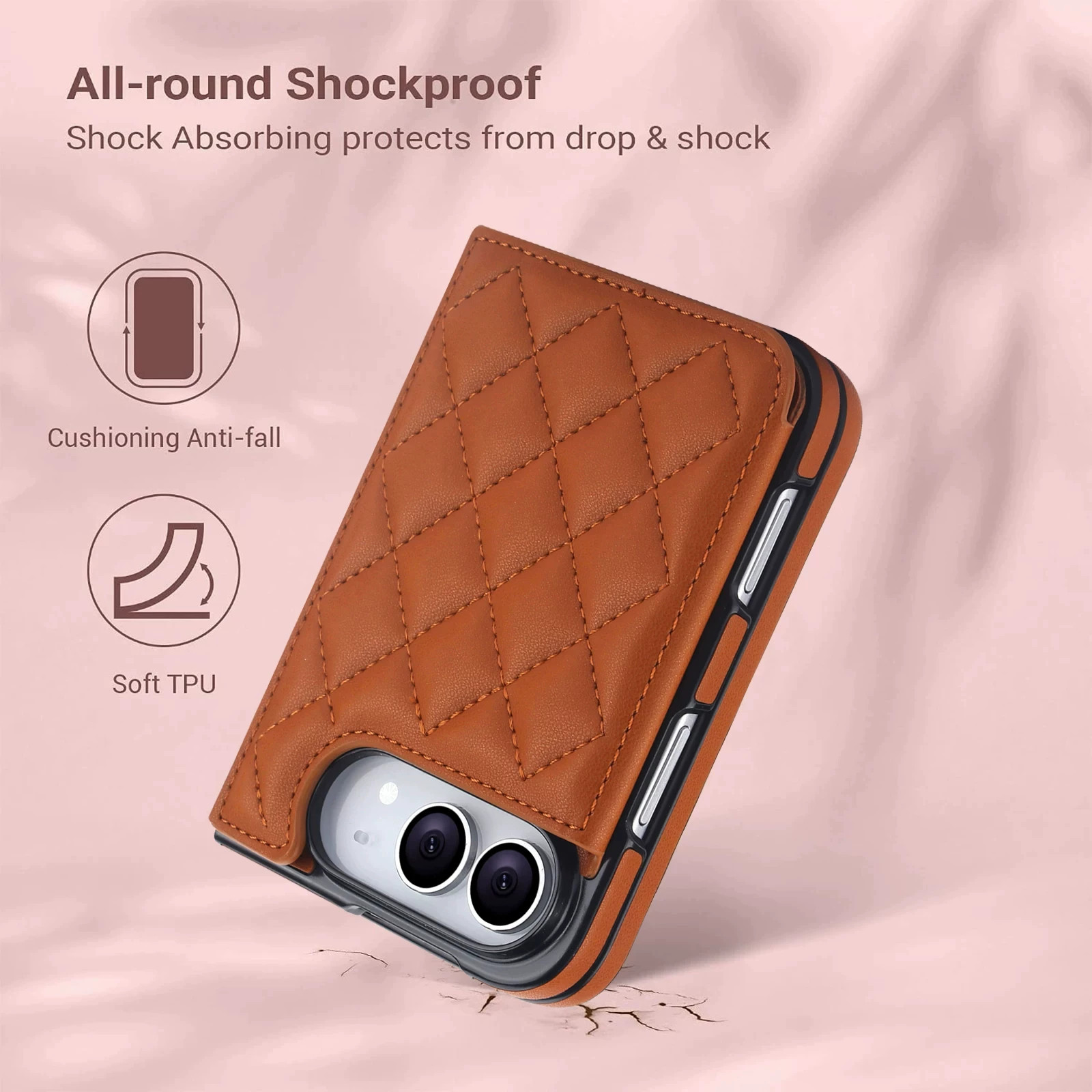 Rose Gold Diamond Quilted Leatherette iPhone Case