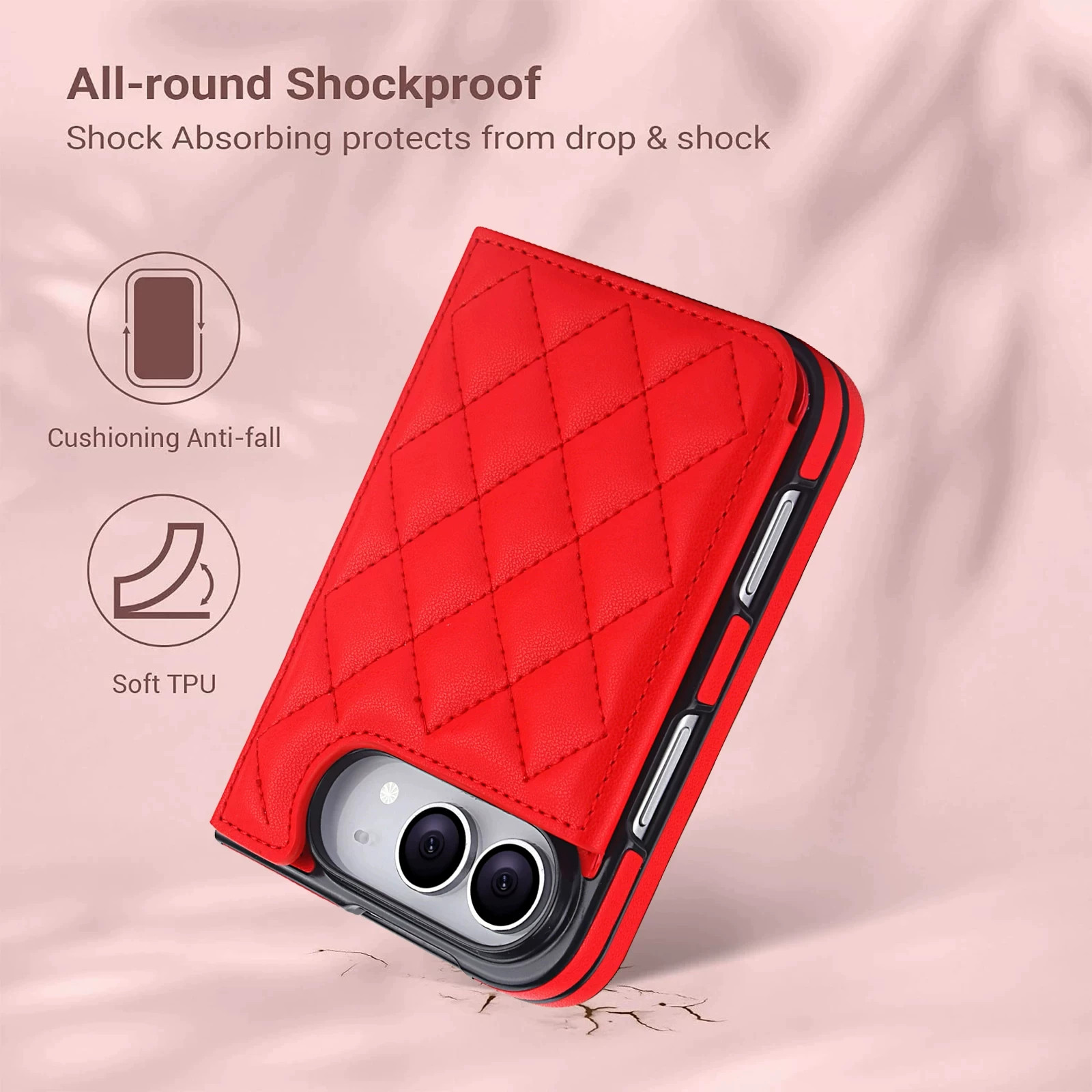 Rose Gold Diamond Quilted Leatherette iPhone Case