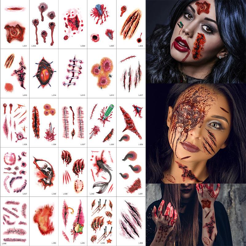 Halloween Tattoo Wound Scar Stickers Halloween Tattoo Stickers Makeup Face Stickers Halloween Tattoo Wound Scar Stickers Halloween Tattoo Stickers Makeup Face Stickers