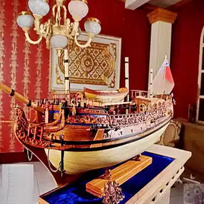 All solid wood carving 1:30 Caroline wooden sail model assembly set material land and sea clear sky